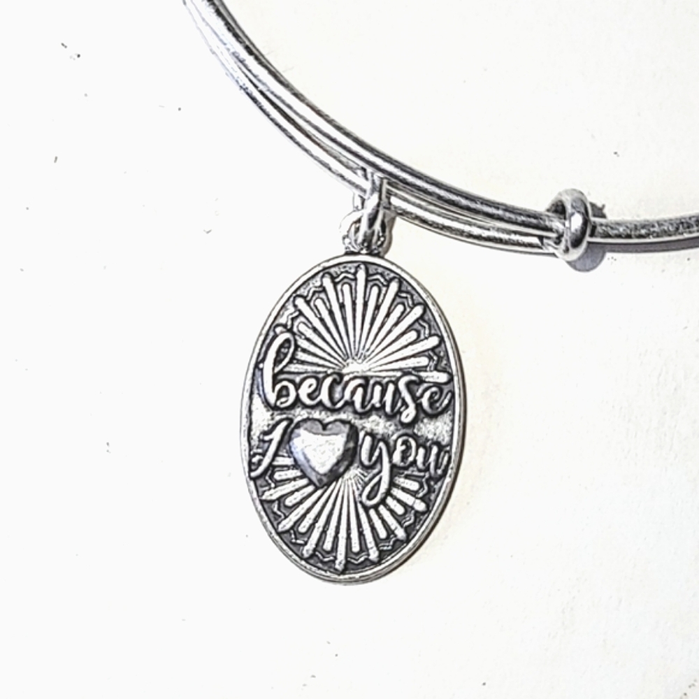 ALEX AND ANI "BECAUSE I ♡ YOU" CHARM BANGLE BRACELET